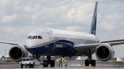 A Boeing 787-10 Dreamliner at the company's facility in South Carolina, March 31, 2017.