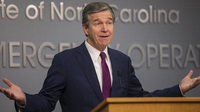 North Carolina Gov. Roy Cooper during a news conference at the state Emergency Operations Center, Raleigh, July 21, 2021.