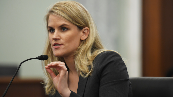 Former Facebook employee and whistleblower Frances Haugen testifies during a Senate Committee on Commerce, Science, and Transportation hearing on Capitol Hill on Tuesday, Oct. 5, 2021, in Washington. Haugen made a significant mark on the embattled tech industry in 2021.