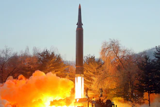 Photo provided by the North Korean government shows what it says a test launch of a hypersonic missile, Jan. 5, 2022.