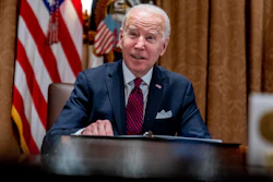 President Joe Biden in the Cabinet Room at the White House, Jan. 20, 2022.