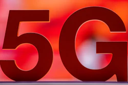 A 5G sign at the Orange booth during Mobile World Congress 2021 in Barcelona, June, 29, 2021.
