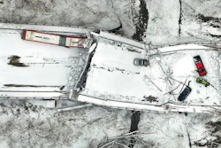 A view of the Fern Hollow Bridge in Pittsburgh that collapsed Friday morning, Jan. 28, 2022.