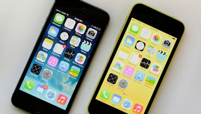 The iPhone 5S, left, and iPhone 5c, New York, Sept. 17, 2013.