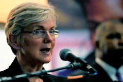 Energy Secretary Jennifer Granholm speaks at South Carolina State University, Orangeburg, S.C., Feb. 17, 2022.