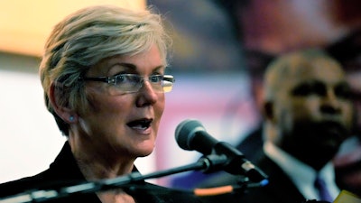 Energy Secretary Jennifer Granholm speaks at South Carolina State University, Orangeburg, S.C., Feb. 17, 2022.