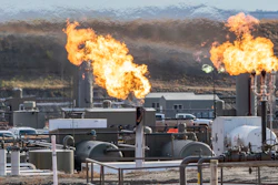 Flares burn on the Fort Berthold Indian Reservation in North Dakota, Oct. 27, 2021.