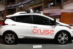 In this Jan. 16, 2019, file photo, Cruise AV, General Motor's autonomous electric Bolt EV is displayed in Detroit. Autonomous vehicle taxis are up and running in San Francisco and the public has been invited to try one out. Employees of General Motors and its autonomous vehicle subsidiary Cruise have been testing out the service for weeks, but on Tuesday, Feb. 1, 2022, Cruise posted a signup page for anyone to reserve a free — for now — ride in one.
