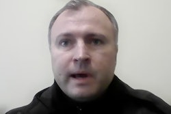 Victor Zhora, a top Ukrainian cybersecurity official, holds a news conference for international media from a bunker in Kyiv, March 4, 2022.