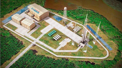 Artist's sketch of the launch pad complex of the proposed Spaceport Camden, Camden County, Ga.