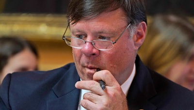 Virginia state Sen. Ryan McDougle, R-Hanover, listens to debate during the Senate session at the Capitol, Richmond, March 10, 2022.