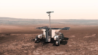 Artist rendering of the ESA ExoMars robot on Mars.