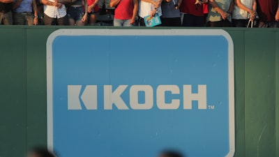 Koch Industries advertisement at Fenway Park, Boston, July 30, 2019.