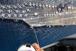 Dropping in on aircraft carrier