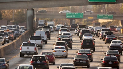 Traffic on the Hollywood Freeway, Los Angeles, Dec. 12, 2018.