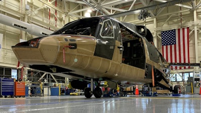 Sikorsky’s FARA Competitive Prototype, RAIDER X, is seen at the Sikorsky Development Flight Center in West Palm Beach, Fla. in March 2022.