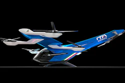 CityAirbus NextGen is a fully electric vehicle equipped with fixed wings, a V-shaped tail, and eight electrically powered propellers