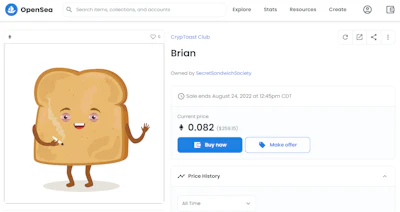 Virtual items like this hand-drawn original art piece are sold in NFT marketplaces.