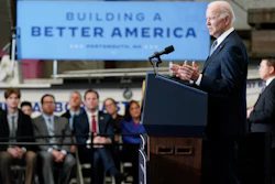 President Joe Biden speaks about his infrastructure agenda at the New Hampshire Port Authority, Portsmouth, N.H., April 19, 2022.