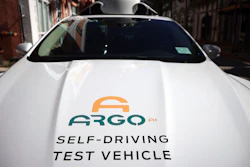 An experimental autonomous vehicle arrives for a drop-off, Dec. 8, 2020, in Miami Beach, Fla. The autonomous vehicle technology company that partners with Ford and Volkswagen says it has started driverless operations in two of eight cities where it is developing its technology. Pittsburgh-based Argo AI has pulled drivers from its autonomous cars in Miami and Austin, though it is still in the testing phase. Its commercial partnerships with Walmart and Lyft still have backup drivers in both cities.