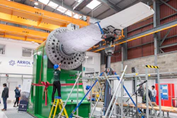 FastBlade's 75-tonne reaction frame fitted with a tidal turbine blade.