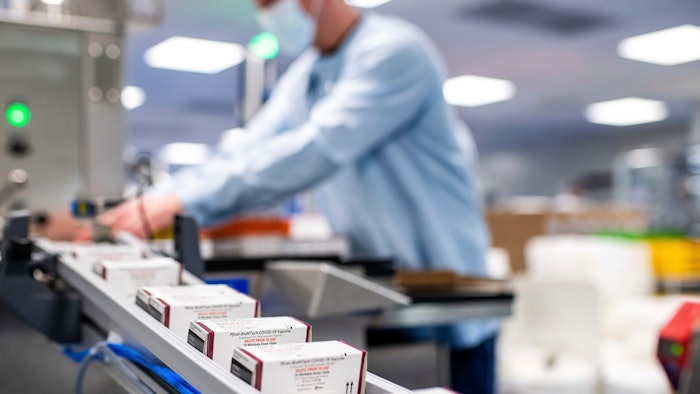 This May 2022 photo provided by Pfizer shows production of the Pfizer's COVID-19 vaccine for children under 5 in Puurs, Belgium. U.S. regulators on Friday, June 17, authorized the first COVID-19 shots for infants and preschoolers, paving the way for vaccinations to begin next week.