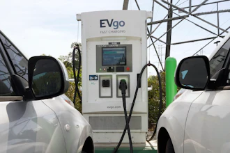 Electric cars are parked at a charging station in Sacramento, Calif., Wednesday, April 13, 2022. California air regulators will take public comment Thursday, June 23 2022, on a plan to slash fossil fuel use and reach carbon neutrality by 2045.