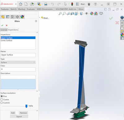 Select inspection requirements using SolidWorks CAD software.