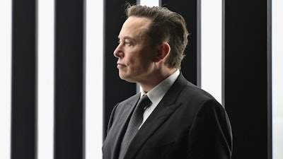 Tesla CEO Elon Musk attends the opening of the Tesla Berlin Brandenburg factory in Gruenheide, Germany, on March 22, 2022.