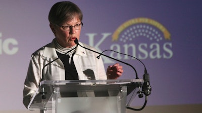 Kansas Gov. Laura Kelly announces that Japan's Panasonic Corp. is planning to build a multi-billion-dollar plant in Kansas for manufacturing electronic vehicle batteries, Wednesday, July 13, 2022, in Topeka, Kan. State officials believe the new plant would employ 4,000 people and that other businesses supplying or supporting it would add several thousand more jobs.
