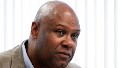 United Auto Workers president Ray Curry talks in his office in Southfield, Mich., Thursday, July 21, 2022.