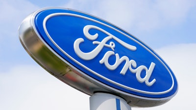 A Ford sign is shown at a dealership in Springfield, Pa., Tuesday, April 26, 2022. Ford is recalling more than 277,000 pickup trucks and cars in the U.S., Wednesday, Aug. 31, because the rear view camera lens can get cloudy and reduce visibility for the driver. The recall covers certain F-250, 350 and 450 trucks as well as the Lincoln Continental, all from the 2017 through 2020 model years.