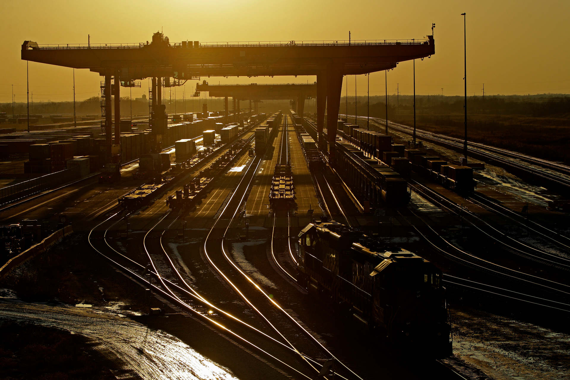 A BNSF Railway intermodal facility in Edgerton, Kan., Dec. 20, 2019.