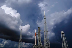 The NASA moon rocket stands on Pad 39B before a launch attempt for the Artemis 1 mission to orbit the moon at the Kennedy Space Center on Sept. 2, 2022, in Cape Canaveral, Fla.
