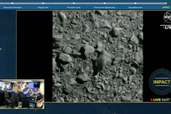 In this image made from a NASA livestream, the Double Asteroid Redirection Test spacecraft crashes into an asteroid on Monday, Sept. 26, 2022.