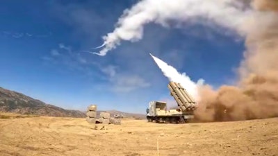 This image taken from video footage provided by Iranian military on Thursday, Sept. 29, 2022, missiles launch during an attack targeting the Iraqi Kurdish region.