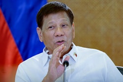 In this photo provided by the Malacanang Presidential Photographers Division, Philippine then President Rodrigo Duterte meets cabinet officials at the Malacanang presidential palace in Manila, Philippines on March 7, 2022.