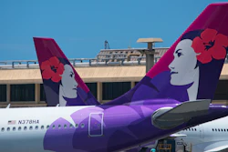 Hawaiian Airlines planes at Inouye International Airport, Honolulu, July 2019.