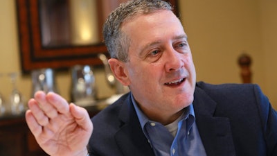 James Bullard, president of the St. Louis Federal Reserve Bank, gestures during an interview in Richmond, Va., Nov. 19, 2019.
