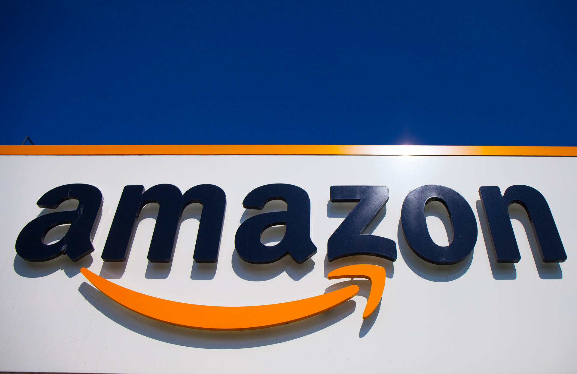 Amazon logo in Douai, France, April 16, 2020.