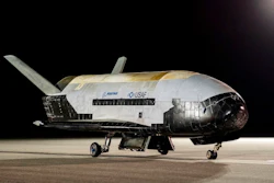 The Boeing-built X-37B Orbital Test Vehicle (OTV) is shown at NASA’s Kennedy Space Center in Florida on Saturday, Nov. 12, 2022. The unmanned U.S. military space plane landed early Saturday after spending a record 908 days in orbit for its sixth mission and conducting science experiments. The solar-powered vehicle, which looks like a miniature space shuttle, landed at NASA’s Kennedy Space Center. Its previous mission lasted 780 days.