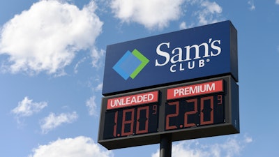 The price of gas displayed on a sign at Sam's Club in Annapolis, Md., March 30, 2020.