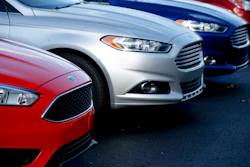 A row of new Ford Fusions are for sale on the lot at Butler County Ford in Butler, Pa., Nov. 19, 2015.