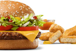 This image released by McDonald’s shows the McPlant plant-based burger and and the new plant-based McPlant Nuggets.