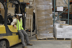 A worker wearing a new real-time impairment screening device for cannabis and other drugs designed by Gaize.
