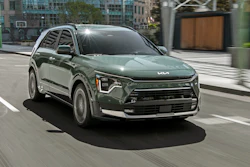 This photo provided by Kia shows the 2023 Kia Niro, a small hatchback hybrid that has an EPA estimate of up to 53 mpg combined.