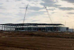 Construction continues on the plant, part of a $5.6 billion joint project by Ford Motor Co. and battery maker SK on Friday, March 24, 2023 in Stanton, Tenn. Ford says its new assembly plant being built in western Tennessee will be able to build up to 500,000 electric pickup trucks per year at full production.