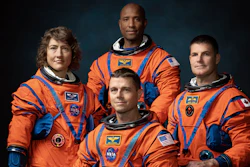 This photo provided by NASA shows, from left, NASA Astronauts Christina Koch, Victor Glover, Reid Wiseman, and Canadian Space Agency Astronaut Jeremy Hansen at the Johnson Space Center in Houston on March 29, 2023.