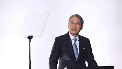 Honda's President Toshihiro Mibe speaks at a press conference in Tokyo Wednesday, April 26, 2023.