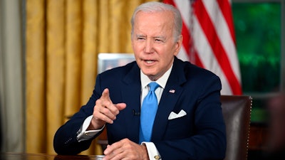 President Joe Biden addresses the nation on the budget deal that lifts the federal debt limit and averts a U.S. government default, from the Oval Office of the White House in Washington, Friday, June 2, 2023.